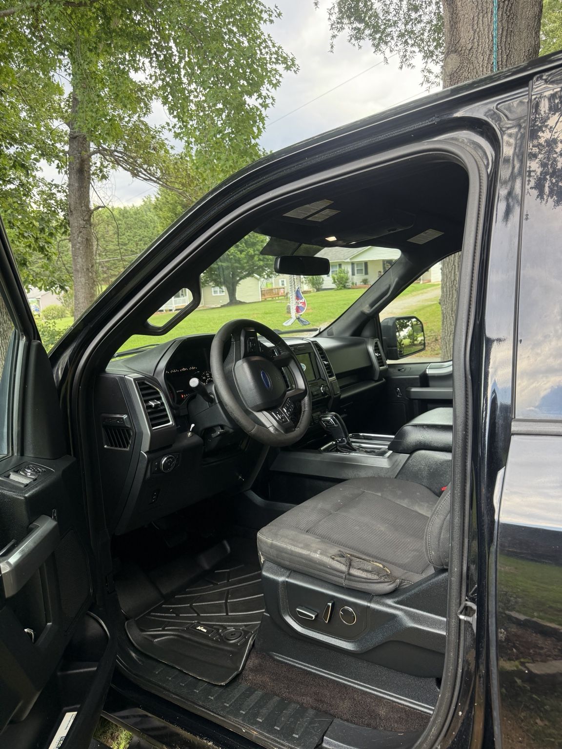Truck front seat and driver area after detailing